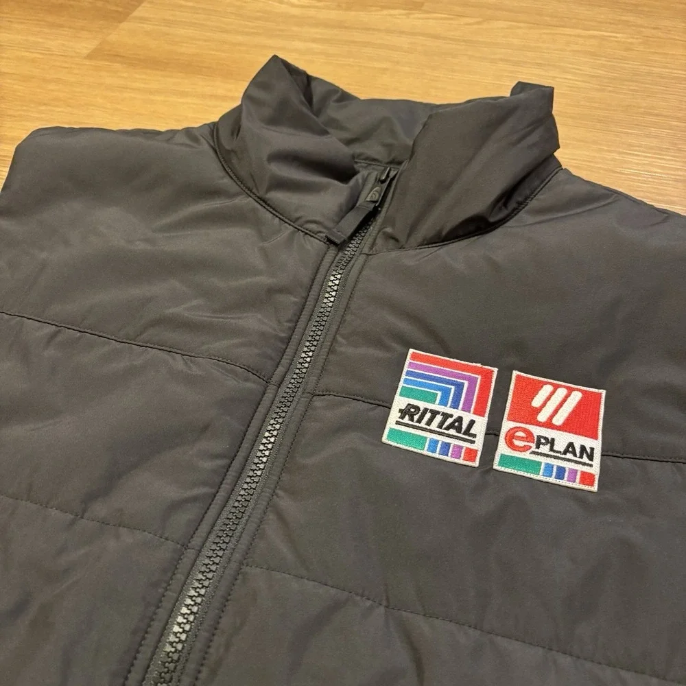The North Face Puffer Vest Men's Large Black Insulated Embroidered Full‎ Zip EUC